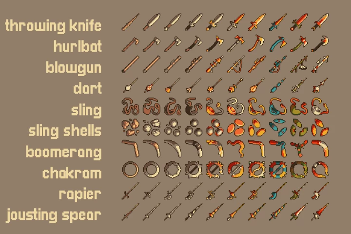 100 Pixel Art Weapon Icon Pack 4