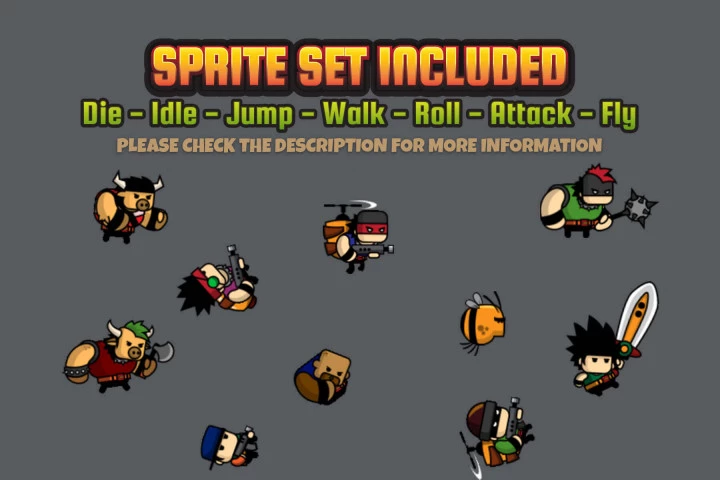 24 Tiny Character Game Sprites Pack 2