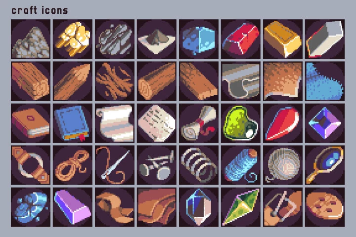 40 Icons for Crafting Pixel Art Pack