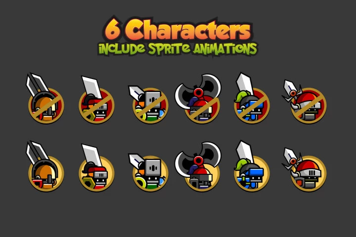 6 Mini Knight Characters