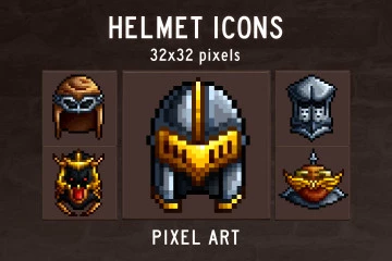 Helmet Pixel Art Game Icons