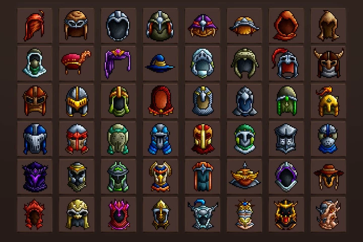 Helmet Pixel Art Game Icons