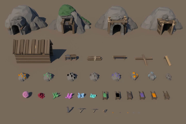 Mine 3D Low Poly Models