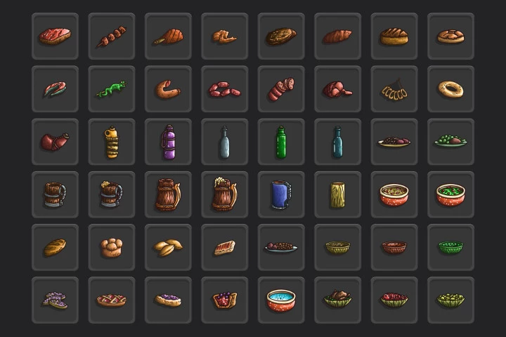 48 Food Game Icons