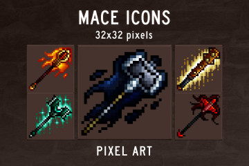 Mace Pixel Art Game Icons