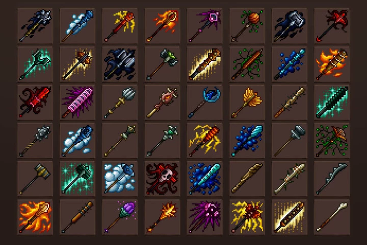 Mace Pixel Art Game Icons