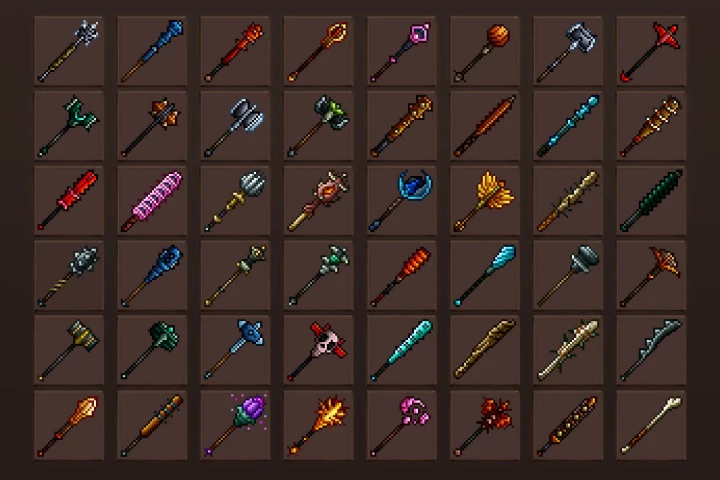 Mace Pixel Art Game Icons