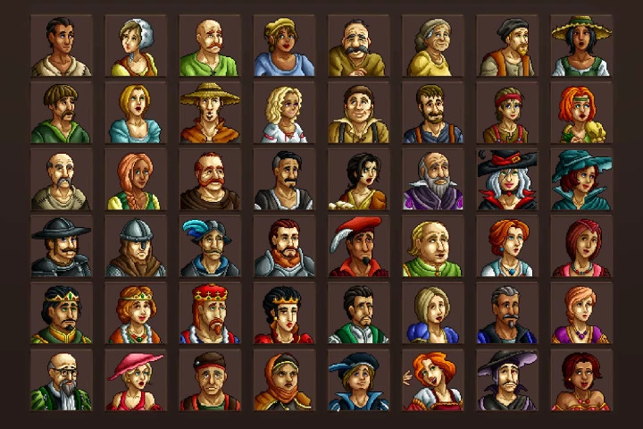 Medieval Game Avatar Pixel Art Icons