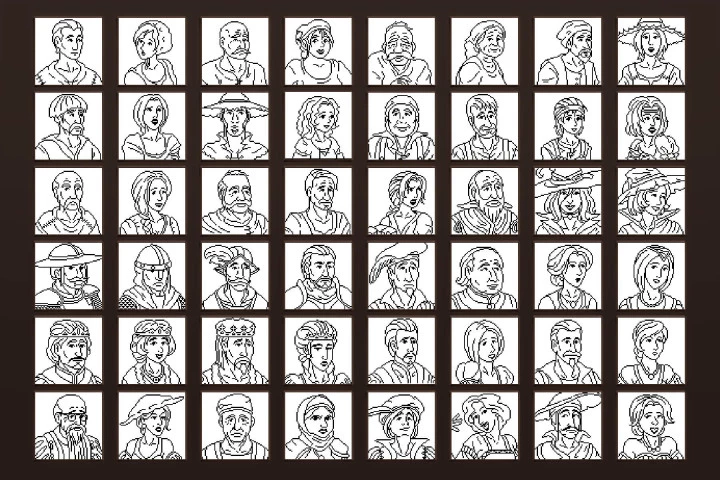 Medieval Game Avatar Pixel Art Icons