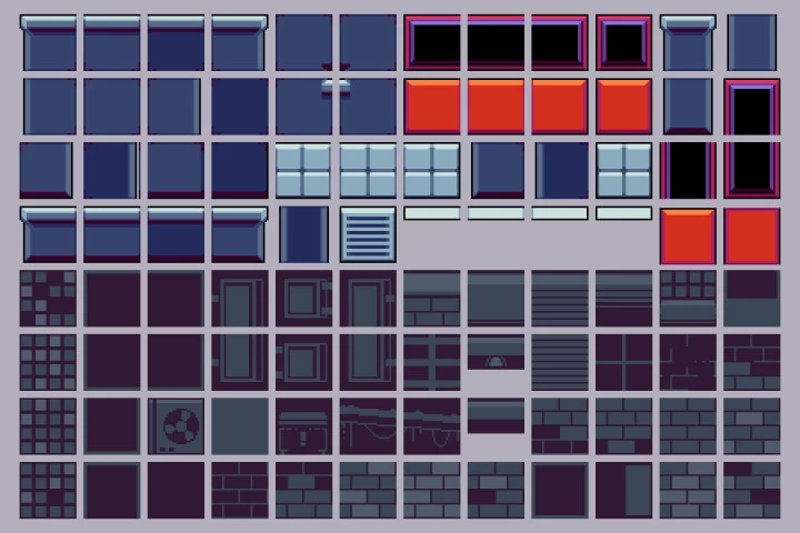 Residential Area Tileset Pixel Art