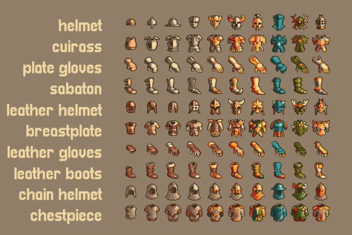 100 Pixel Art Armor Icons Pack 6