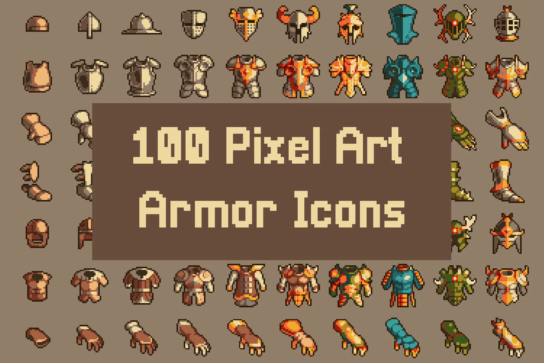 100 Pixel Art Armor Icons Pack 6 Download 