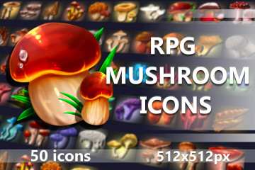 50 Free RPG Mushroom Icons