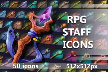 50 RPG Staff Icons