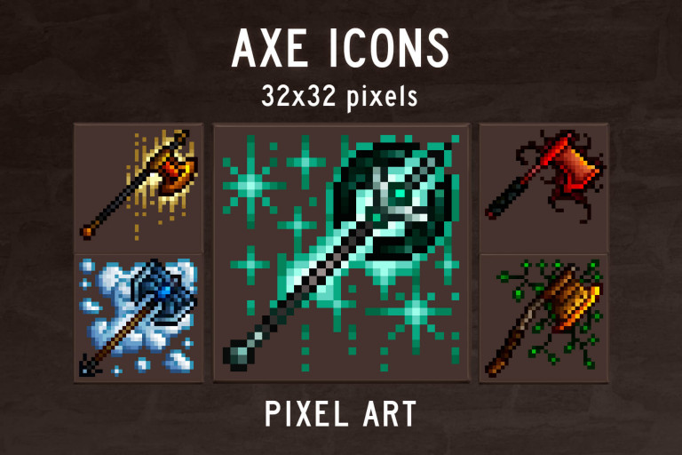 Axe RPG Icons Pixel Art Download - CraftPix.net