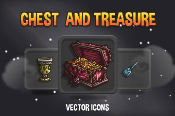 Chest and Treasure Game Icon Set