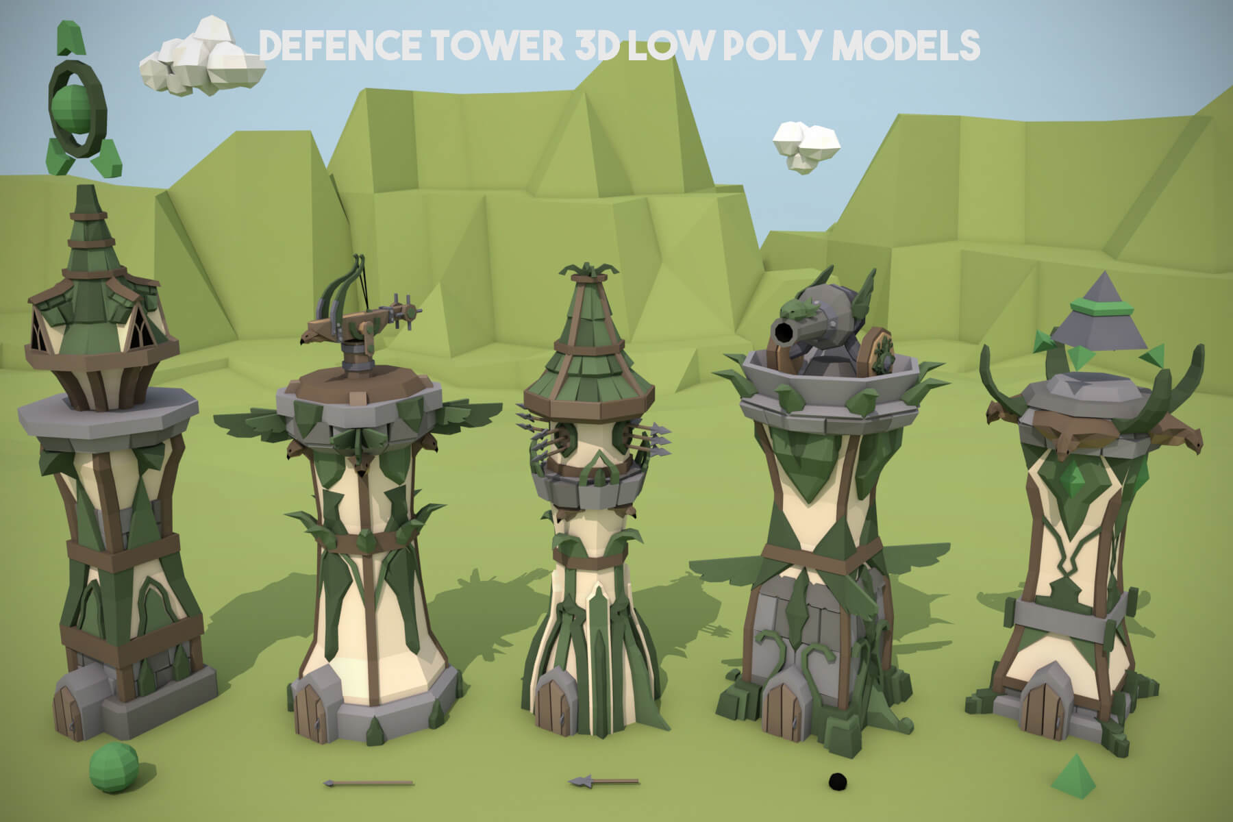 Defense Tower 3D Low Poly Assets