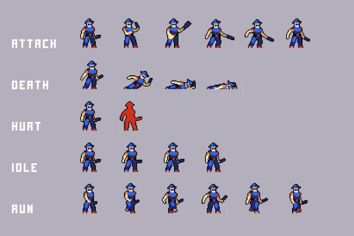 Police Cyberpunk Characters Pixel Art