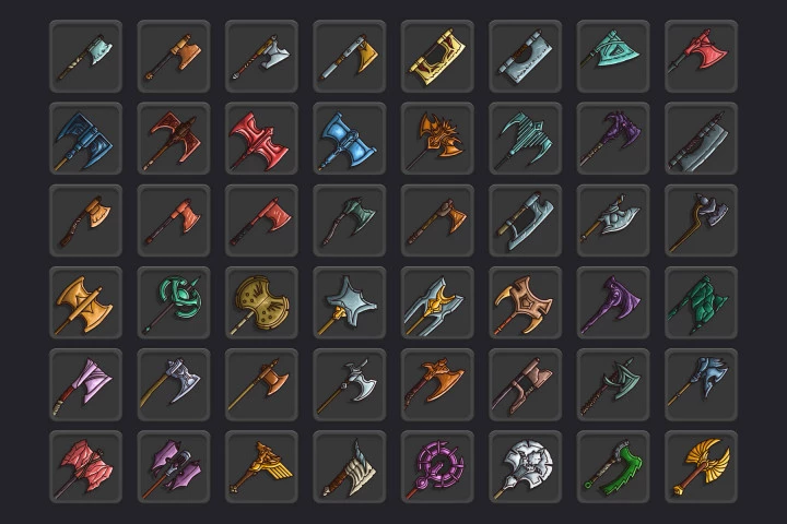 48 Axe RPG Game Icons