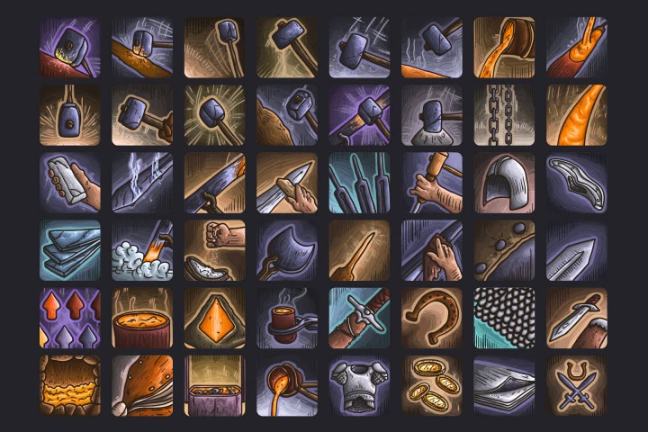 48 Blacksmith Skills Icon Pack