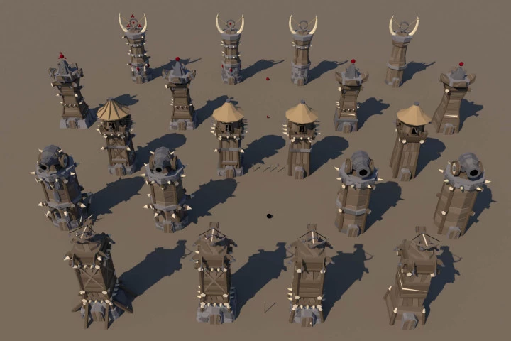 Battle Tower 3D Low Poly Models