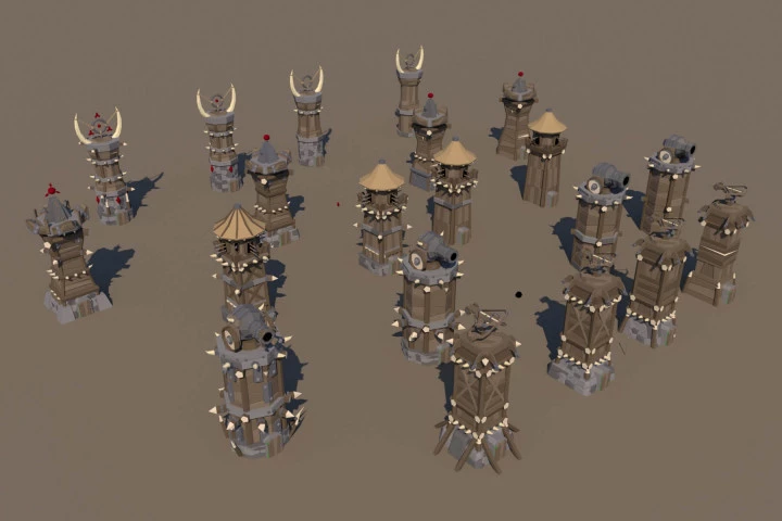 Battle Tower 3D Low Poly Models