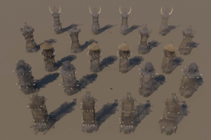 Battle Tower 3D Low Poly Models