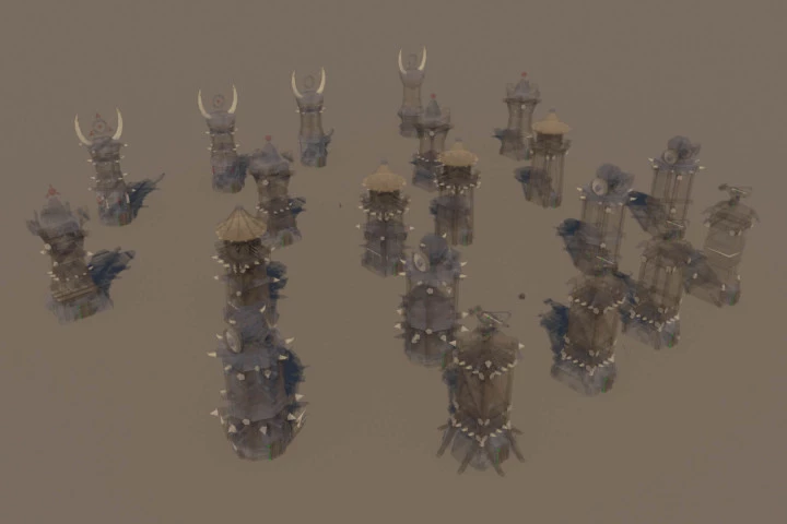 Battle Tower 3D Low Poly Models