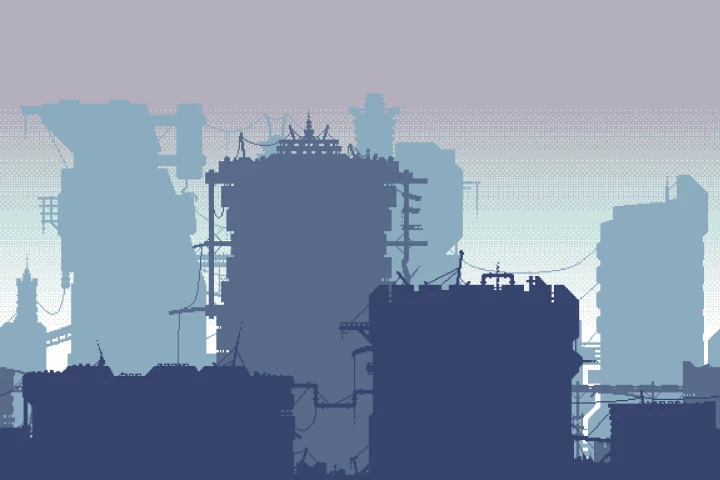 Cyberpunk Market Street Pixel Art