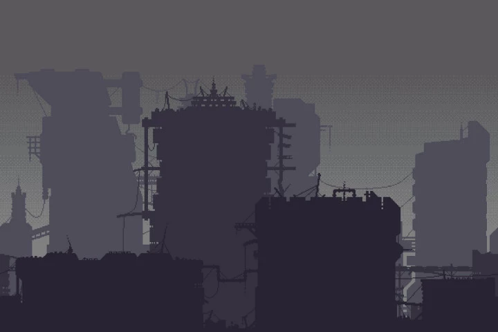 Cyberpunk Market Street Pixel Art