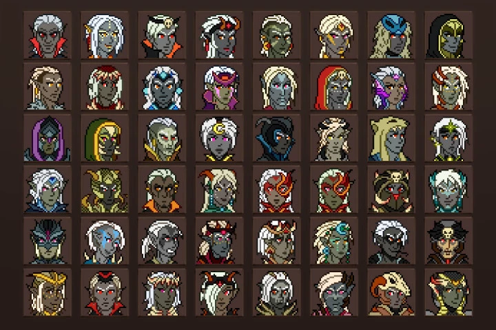 Dark Elf Avatar Icons Pixel Art