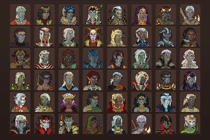 Dark Elf Portrait Icons Pixel Art