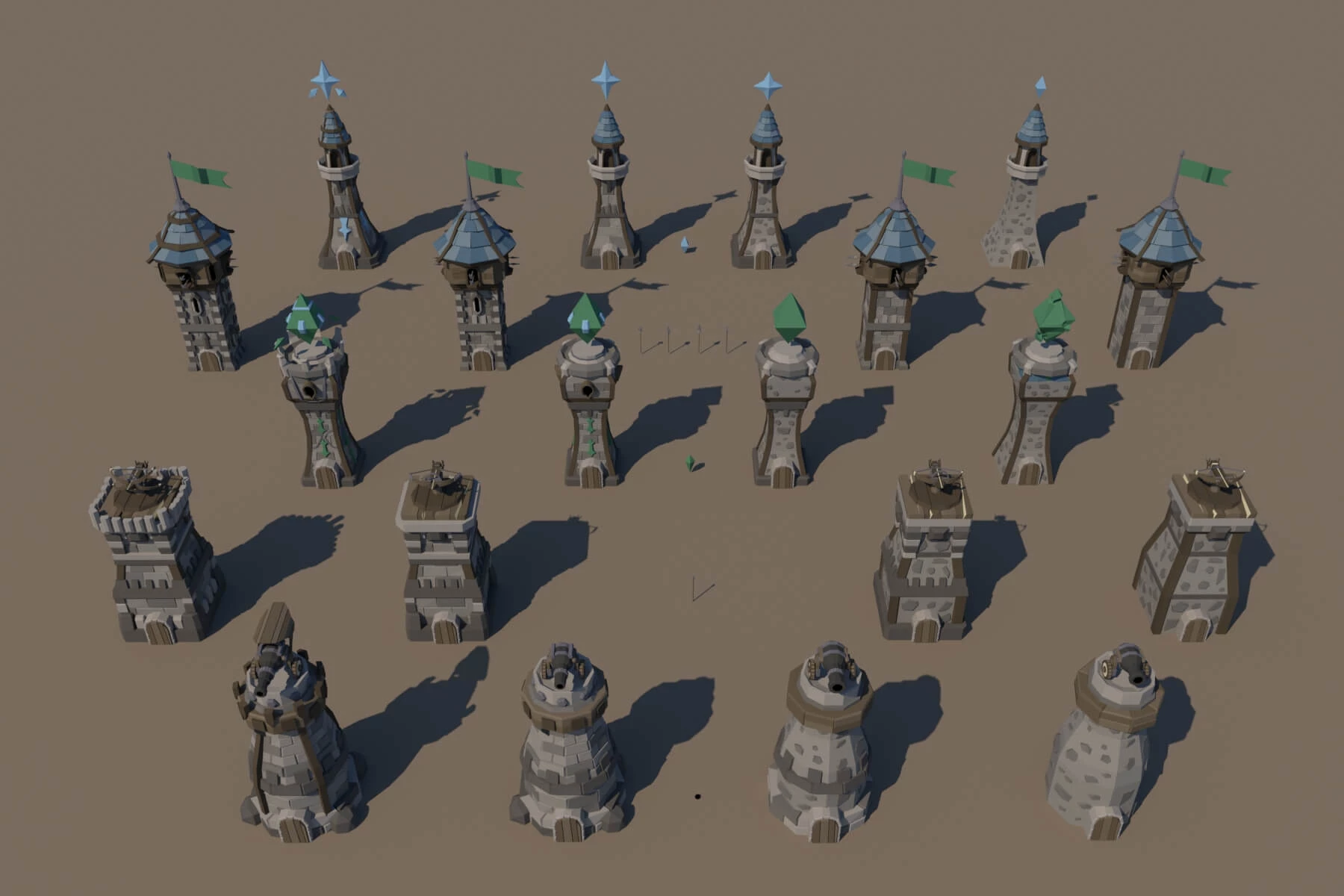 Tower Defense Towers - 3D model by indie-pixel (@indie-pixel) [ce20073]