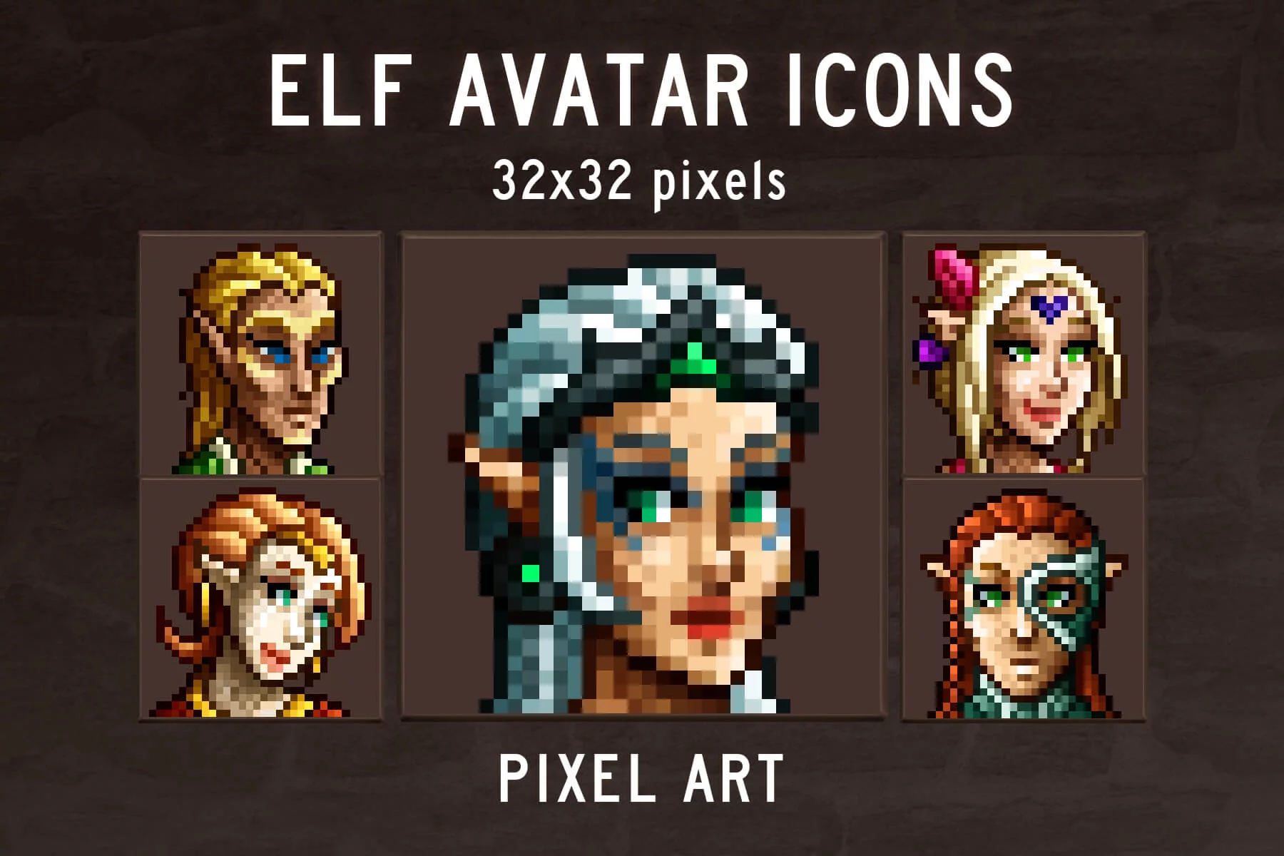 People in Medieval Avatar Icons Pixel Art 