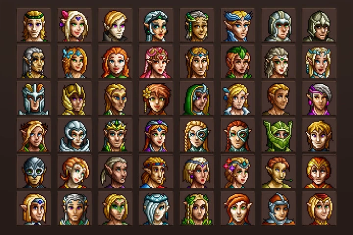 Elf Avatar Icons Pixel Art