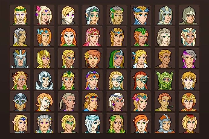 Elf Avatar Icons Pixel Art