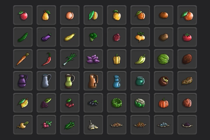 Fruit and Vegetable RPG Icons