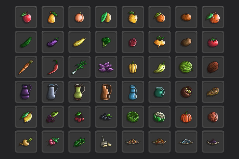Fruit and Vegetable RPG Icons Download - CraftPix.net