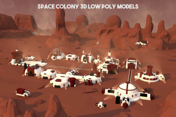 Free Space Colony 3D Low Poly Models