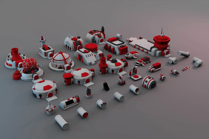 Free Space Colony 3D Low Poly Models