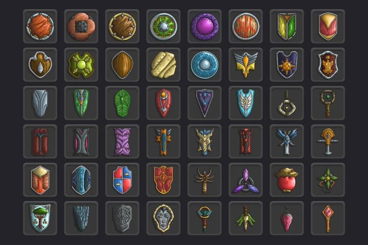 48 Shield RPG Icons