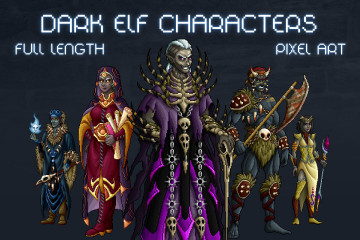 Dark Elf Characters Pixel Art