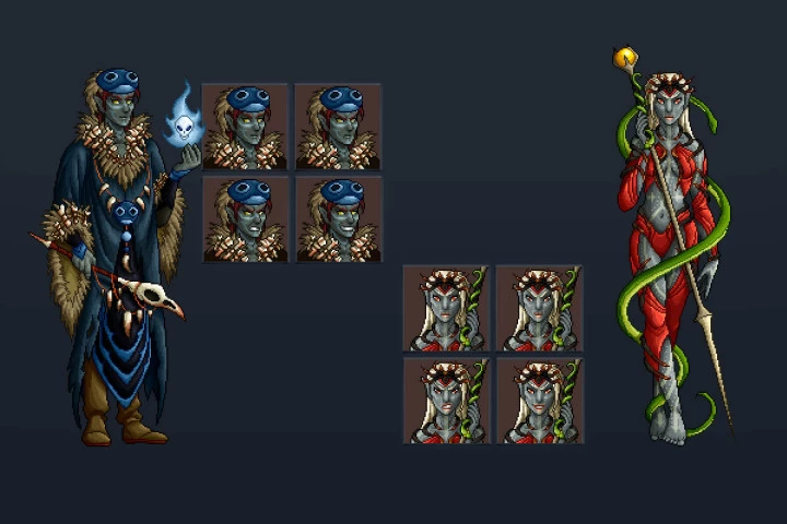Dark Elf Characters Pixel Art
