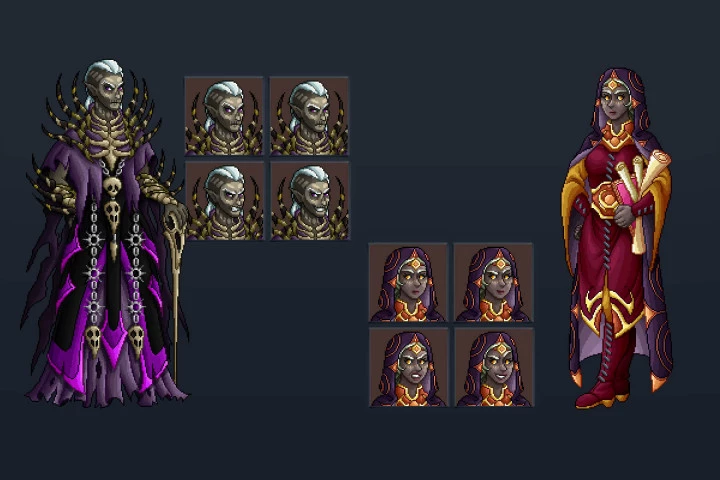 Dark Elf Characters Pixel Art
