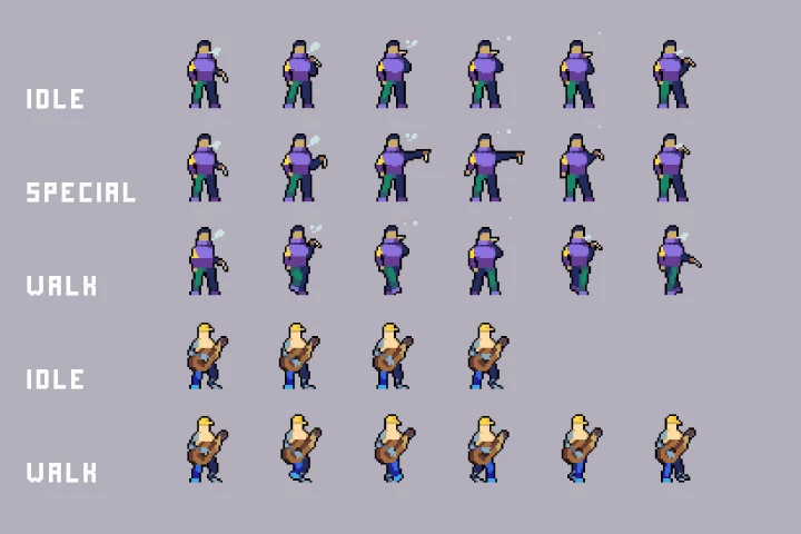 Free Townspeople Cyberpunk Pixel Art