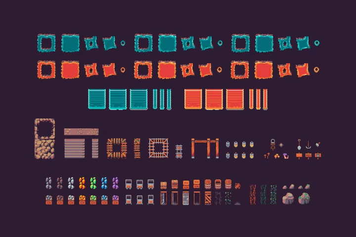 Miner’s Cave Top Down Tileset Pixel Art