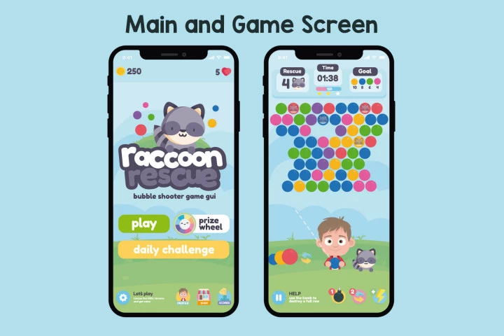 Raccon Rescue Bubble Shooter Game Assets
