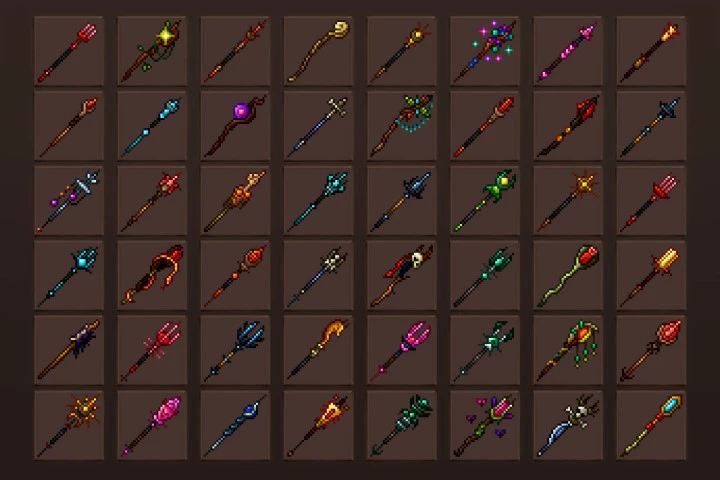 Staff Pixel Art RPG Icons