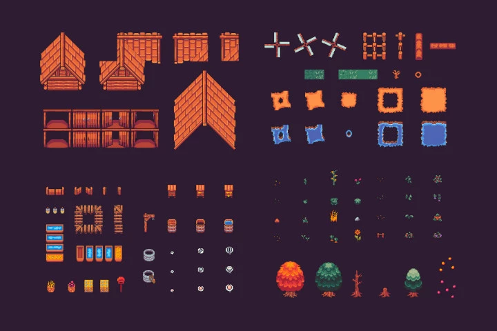 Top Down Farmlands Tileset Pixel Art