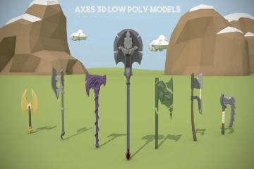 Axe and Poleaxe 3D Low Poly Models